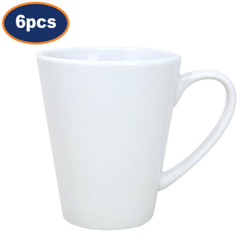 6Pcs 340ml White Porcelain Conical Mugs