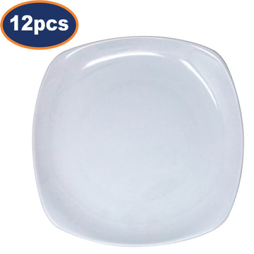 12Pcs 22.5cm Ceramic White Square Dessert Plate