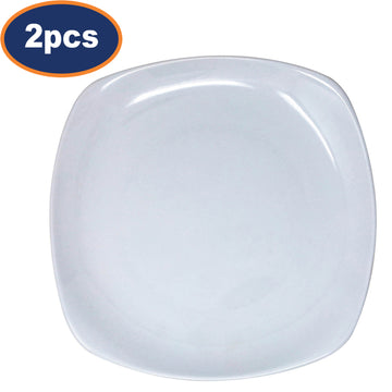 2Pcs 22.5cm Ceramic White Square Dessert Plate
