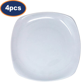 4Pcs 22.5cm Ceramic White Square Dessert Plate