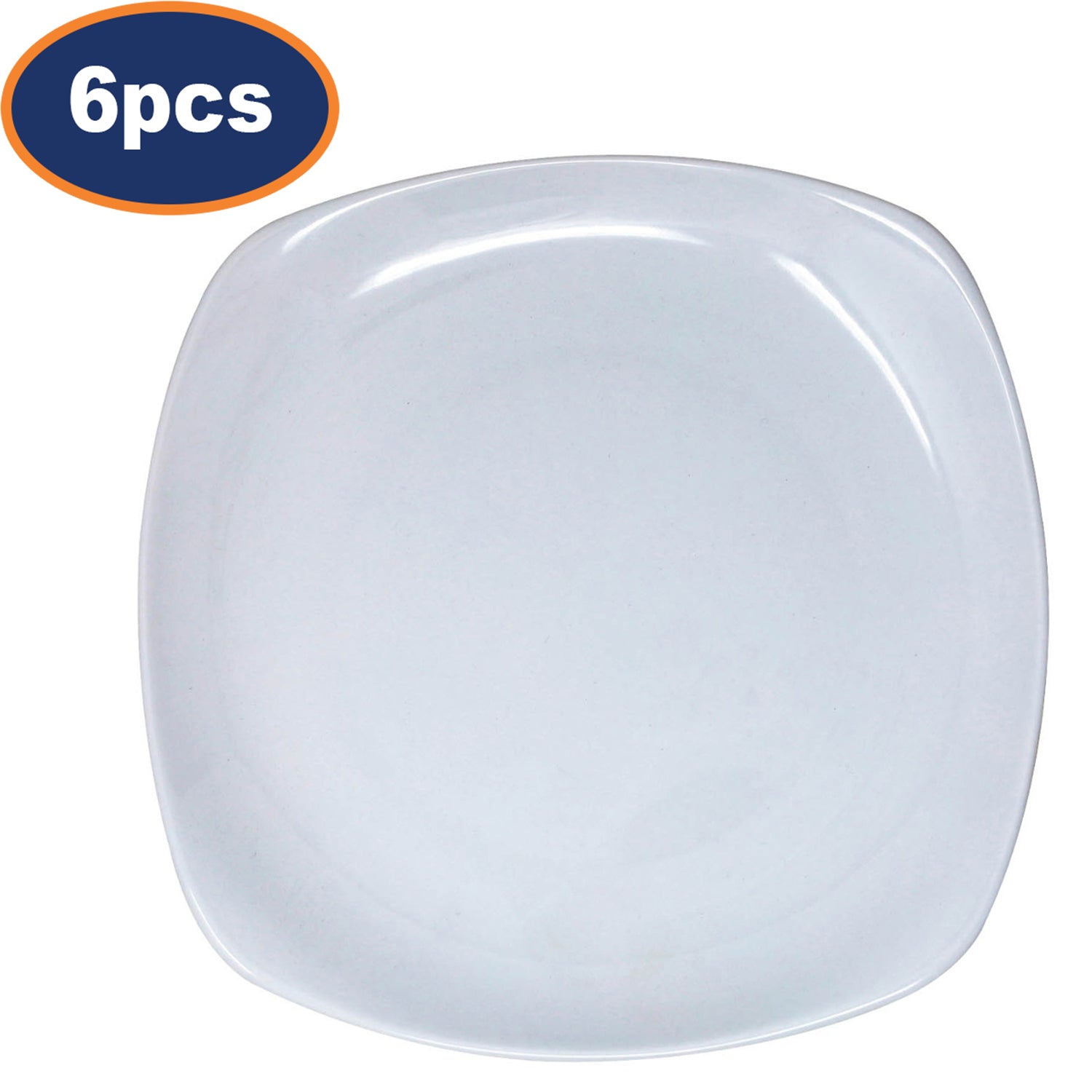 6Pcs 22.5cm Ceramic White Square Dessert Plate
