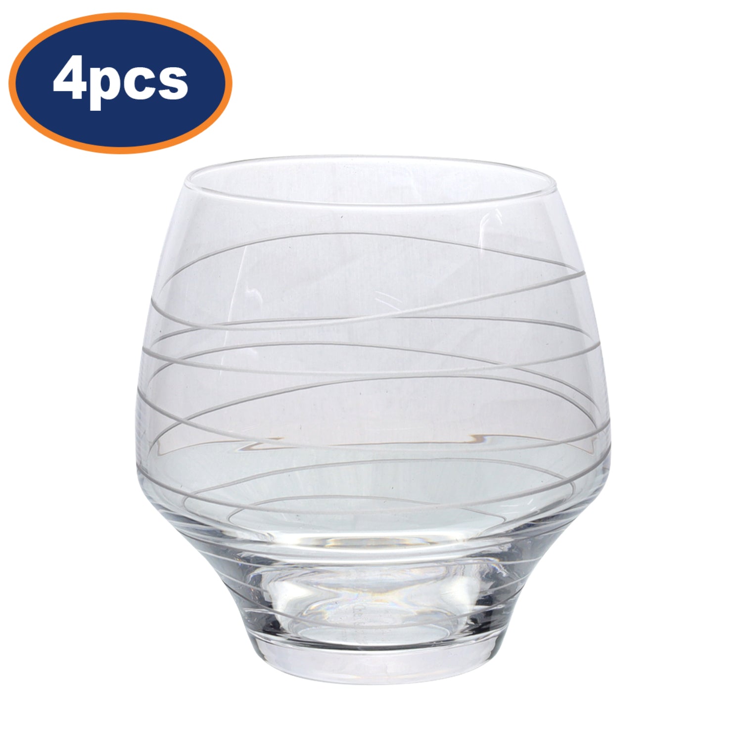 4Pcs 380ml Clear Narrow Base & Wide Mouth Lowball Glasses