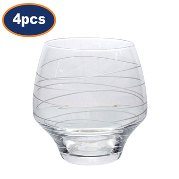 4Pcs 380ml Clear Narrow Base & Wide Mouth Lowball Glasses
