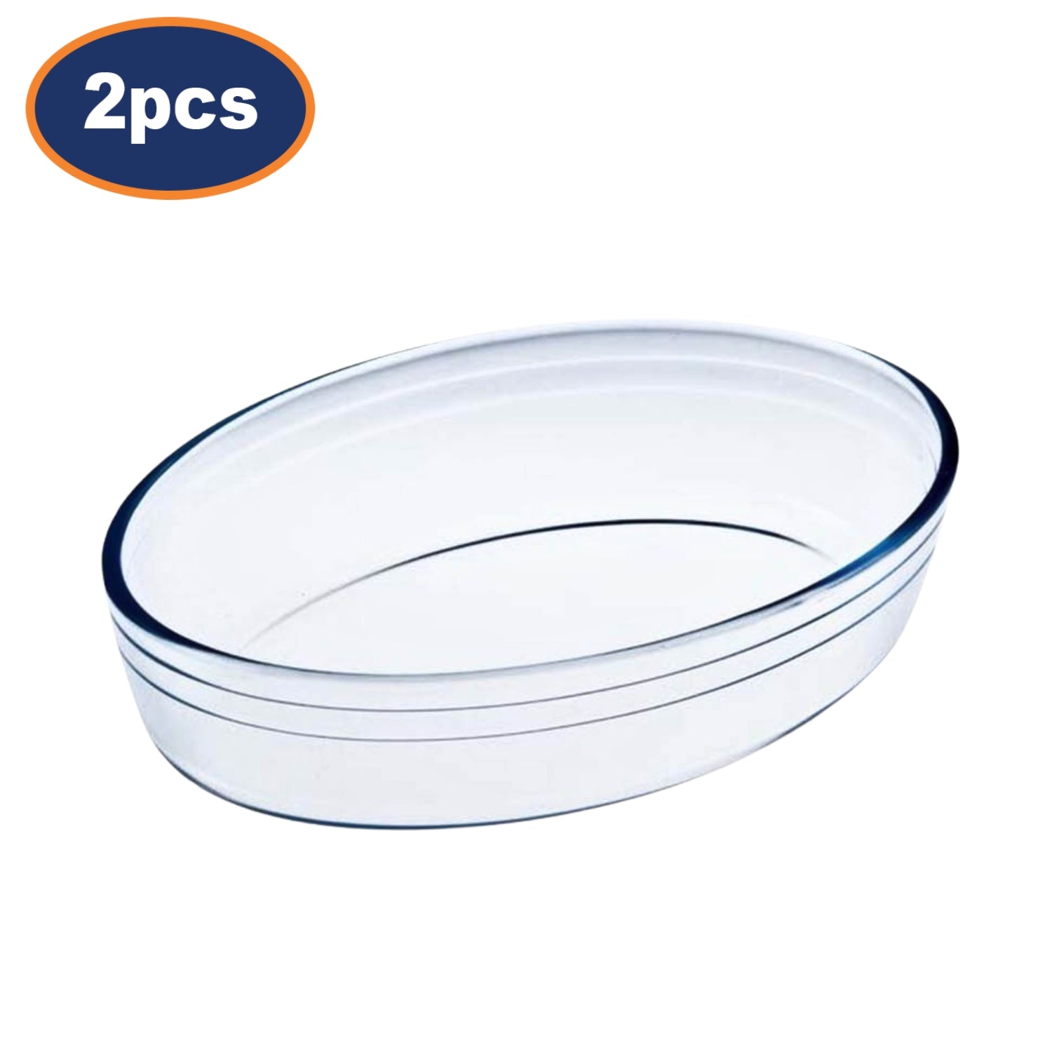 2Pcs O'Cuisine 2L Oval Clear Borosilicate Glass Oven Dish