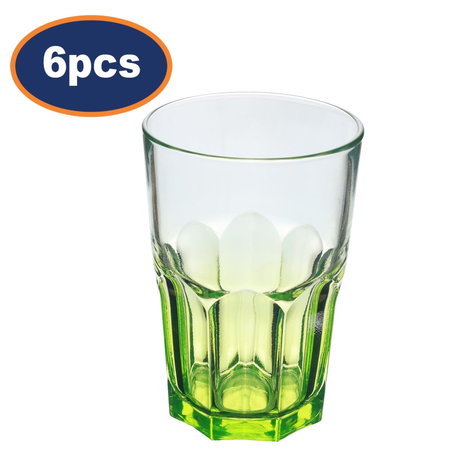 6Pcs Luminarc 370ml Green Fluted Drinking Glass