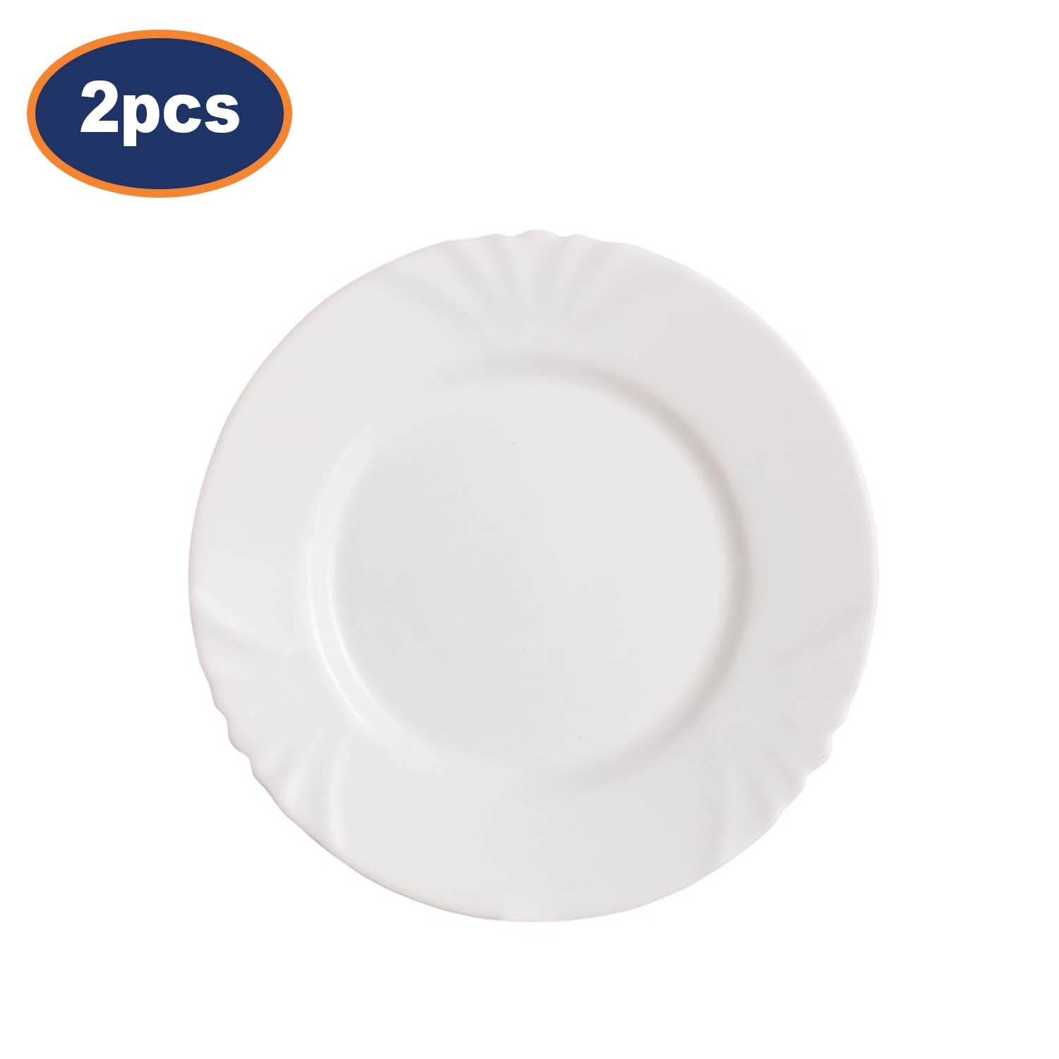 2Pcs Luminarc Cadix 19.5cm Opal Glass White Side Food Server Plate