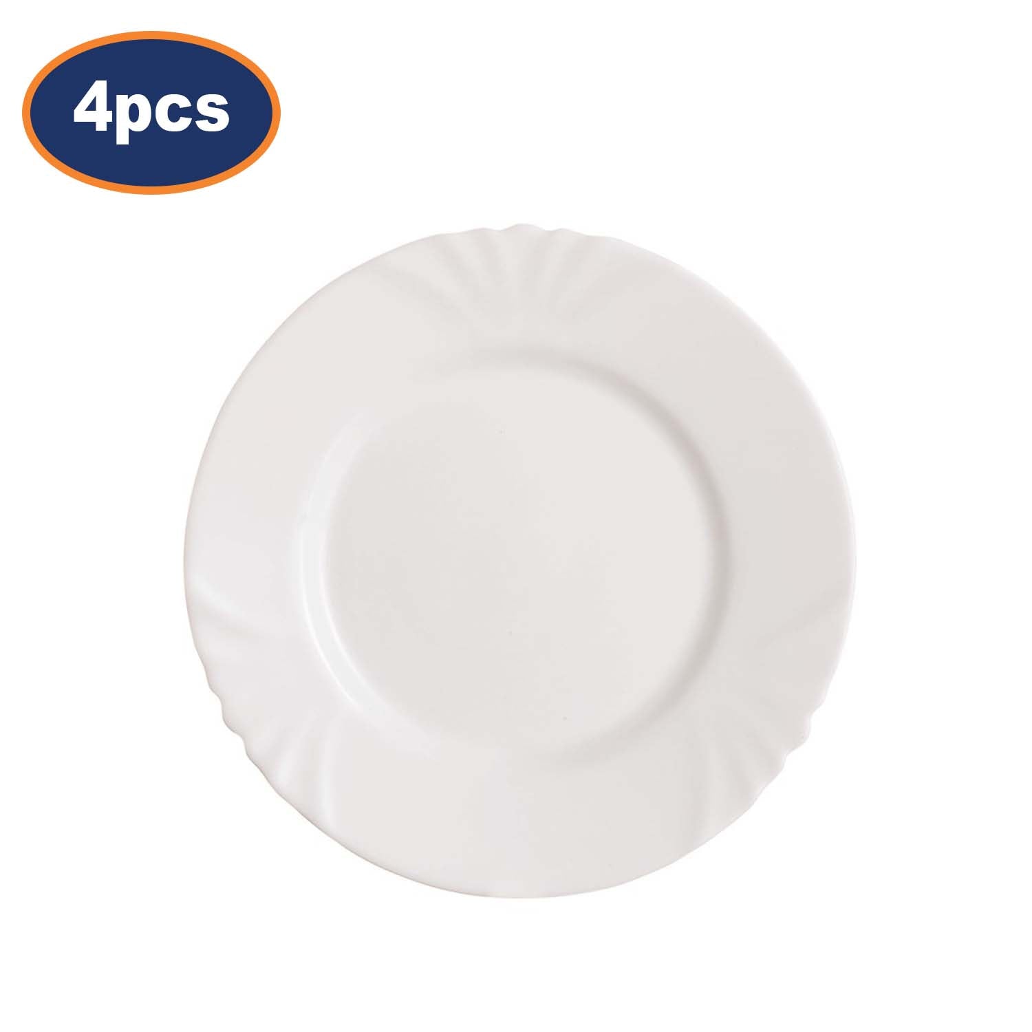 4Pcs Luminarc Cadix 19.5cm Opal Glass White Side Food Server Plate