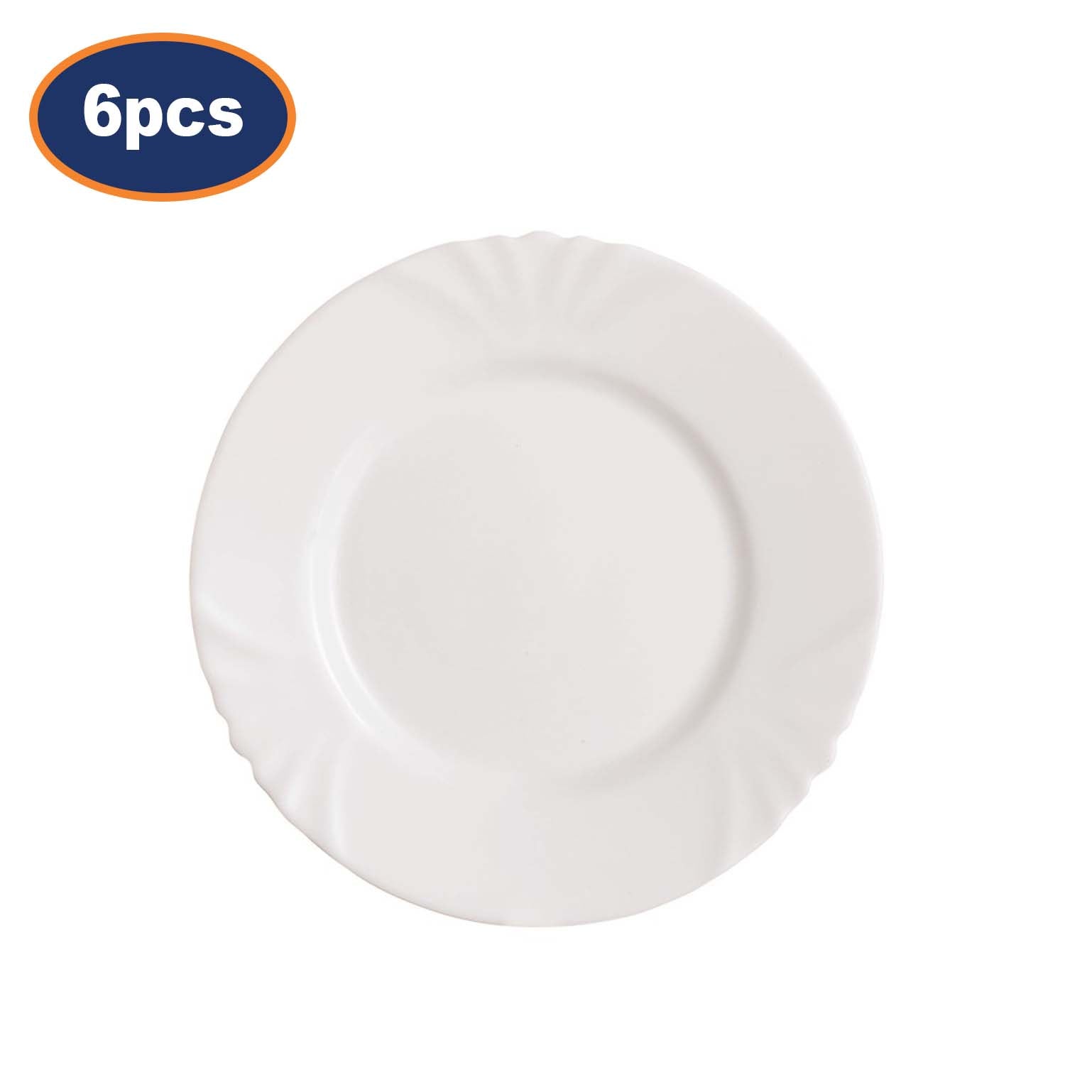 6Pcs Luminarc Cadix 19.5cm Opal Glass White Side Food Server Plate