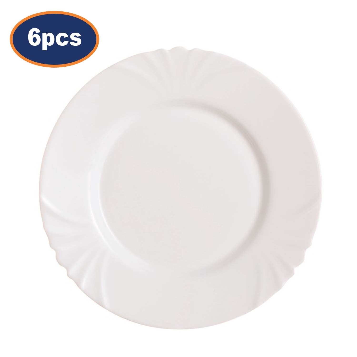 6Pcs Luminarc Cadix 25cm Opal White Dinner Plate
