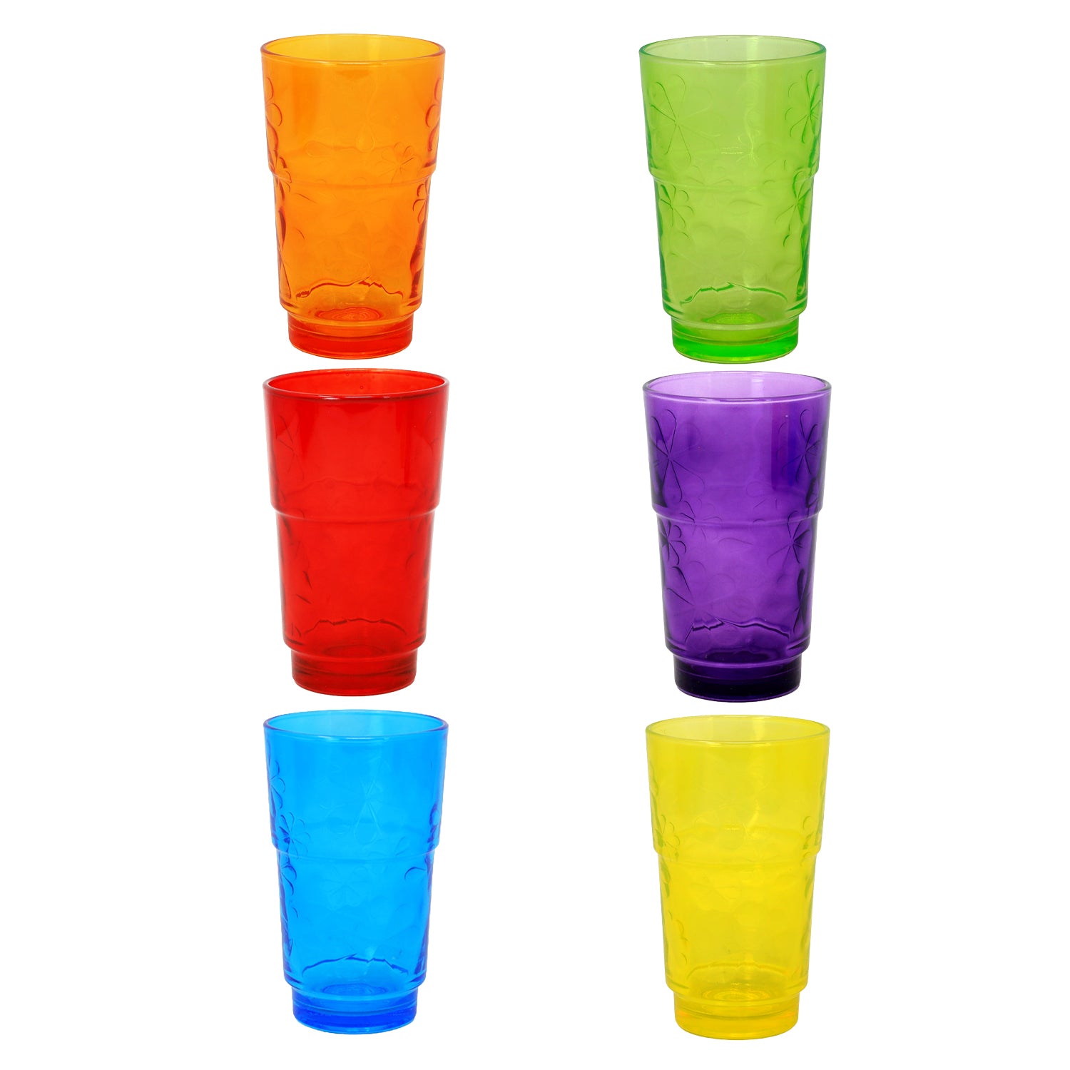 Set of 6 250ml Luminarc Funny Flower Colours Drinking Glass