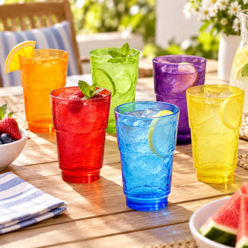 Set of 6 250ml Luminarc Funny Flower Colours Drinking Glass