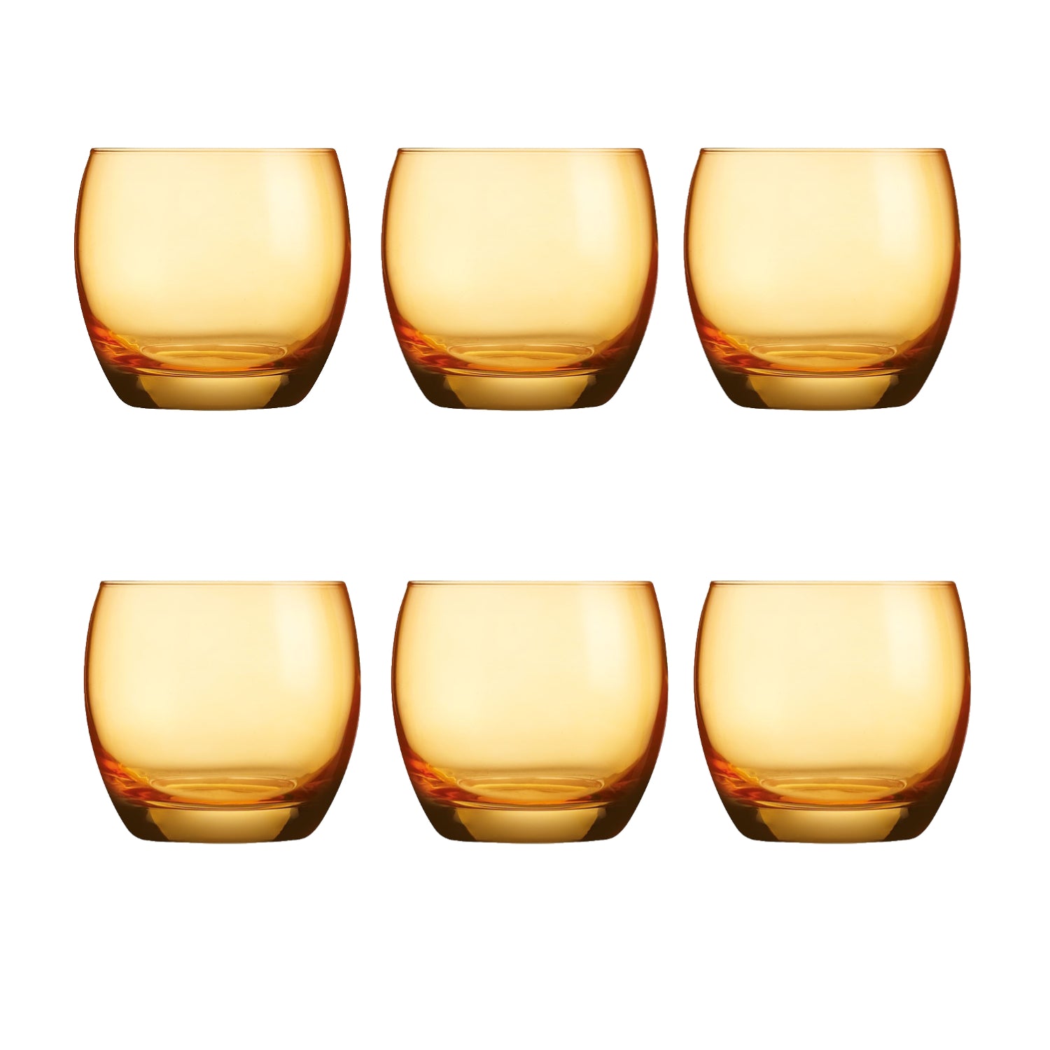 6Pcs 320ml Arcoroc Salto Colour Studio Orange Old Fashioned Glass