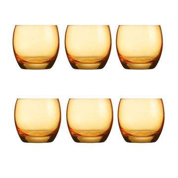 6Pcs 320ml Arcoroc Salto Colour Studio Orange Old Fashioned Glass