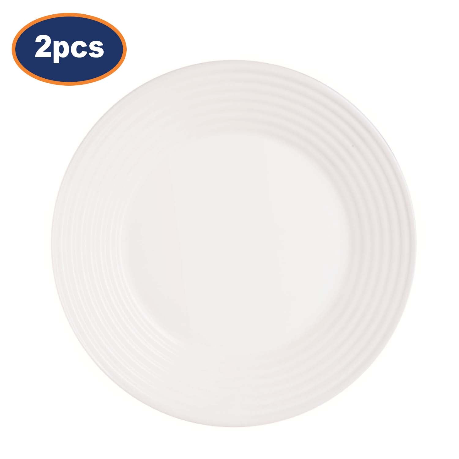 2Pcs Luminarc Harena 25cm White Opal Glass Dinner Plate