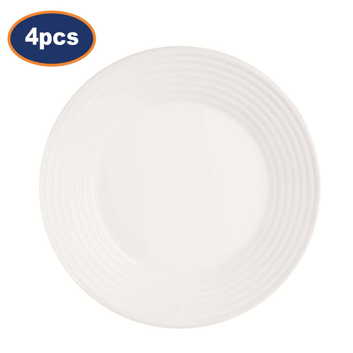 4Pcs Luminarc Harena 25cm White Opal Glass Dinner Plate