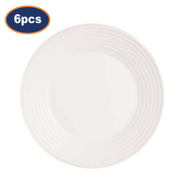 6Pcs Luminarc Harena 25cm White Opal Glass Dinner Plate