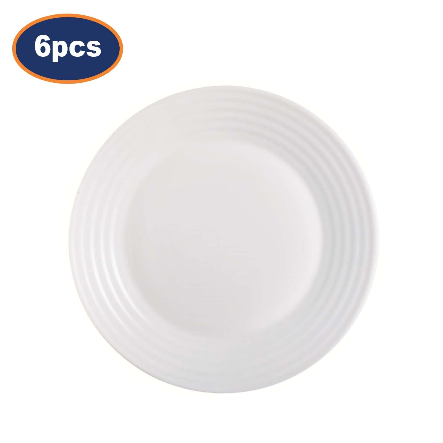 6Pcs Luminarc Harena 19cm White Opal Glass Dessert Plate