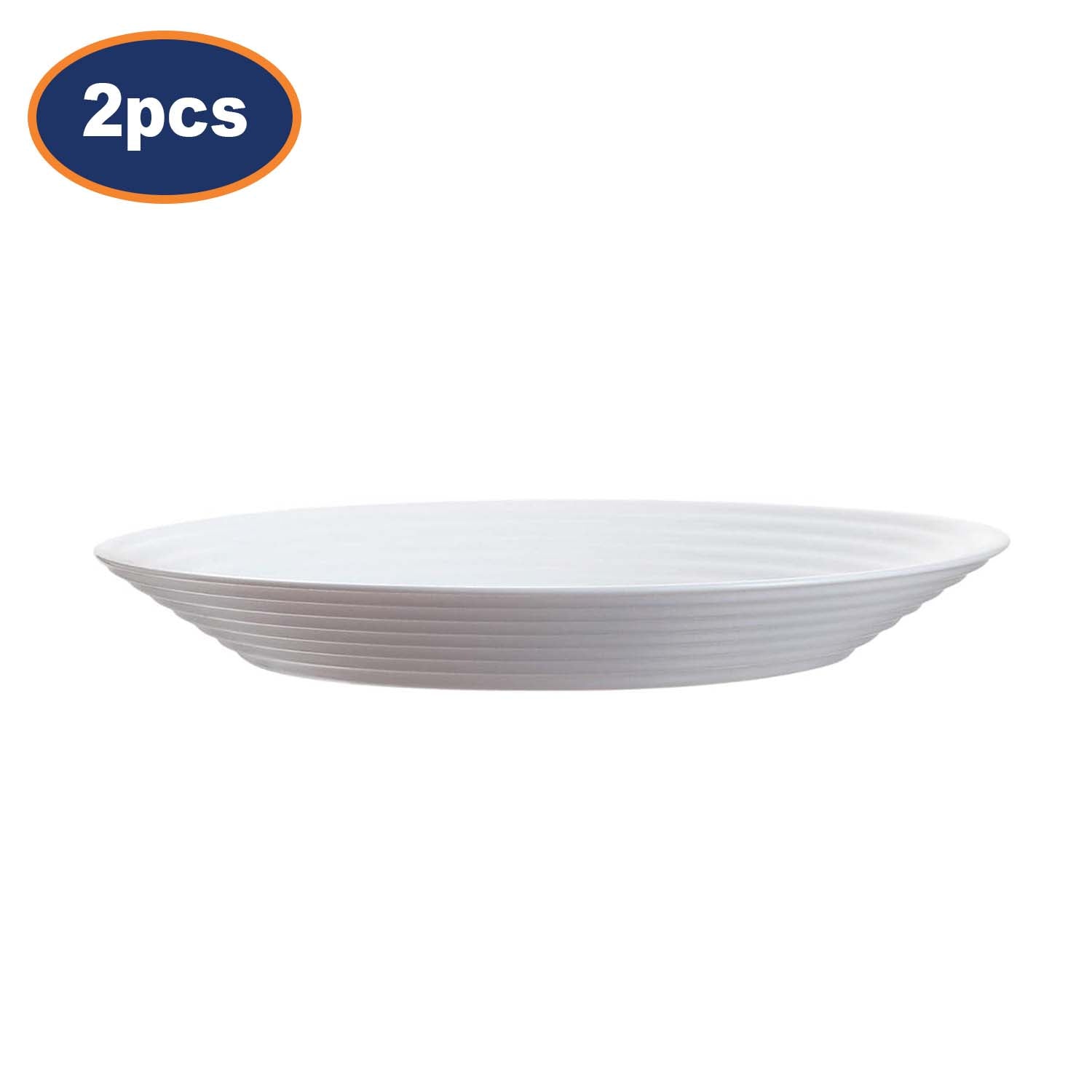 2Pcs Luminarc Harena 23.5cm White Opal Glass Soup Plate