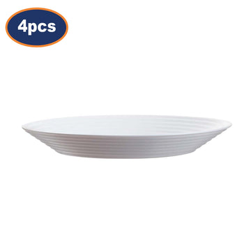 4Pcs Luminarc Harena 23.5cm White Opal Glass Soup Plate