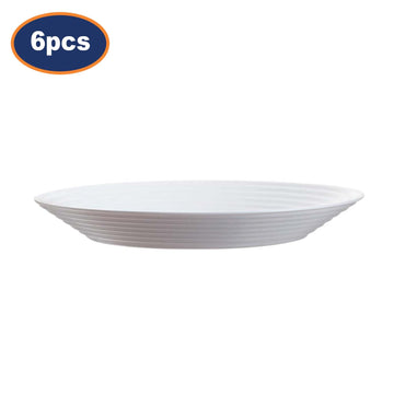 6Pcs Luminarc Harena 23.5cm White Opal Glass Soup Plate