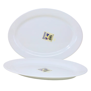 4Pcs 31.5cm White Opal Glass Oval Serving Platters