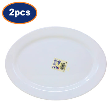 2Pcs 31.5cm White Opal Glass Oval Serving Platters