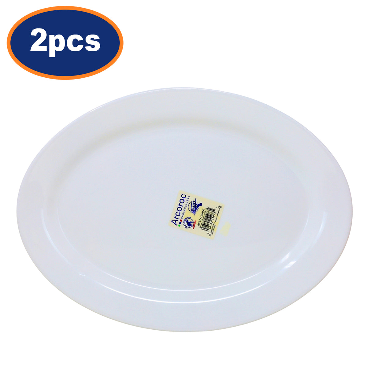 2Pcs 31.5cm White Opal Glass Oval Serving Platters