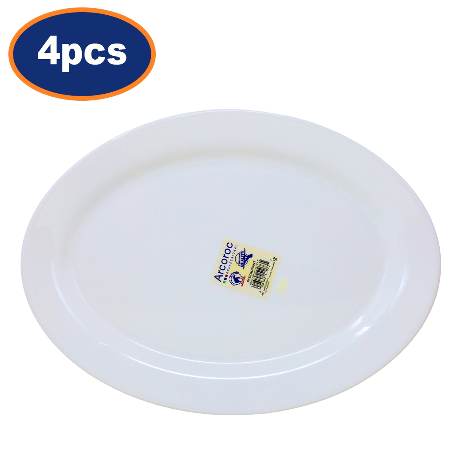 4Pcs 31.5cm White Opal Glass Oval Serving Platters