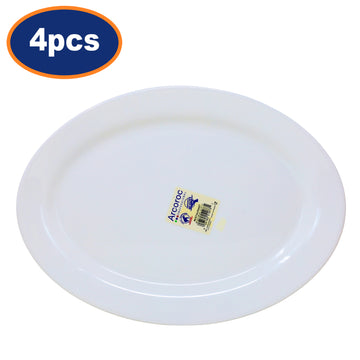 4Pcs 31.5cm White Opal Glass Oval Serving Platters