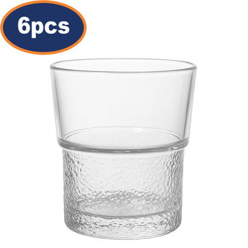 6Pcs Stackable Tempered Glass Textured Base 230ml Drinking Glass Tumbler