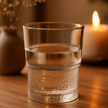 6Pcs Stackable Tempered Glass Textured Base 230ml Drinking Glass Tumbler