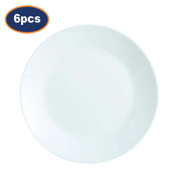 6Pcs Luminarc Zelie 25cm White Glass Dinner Plate