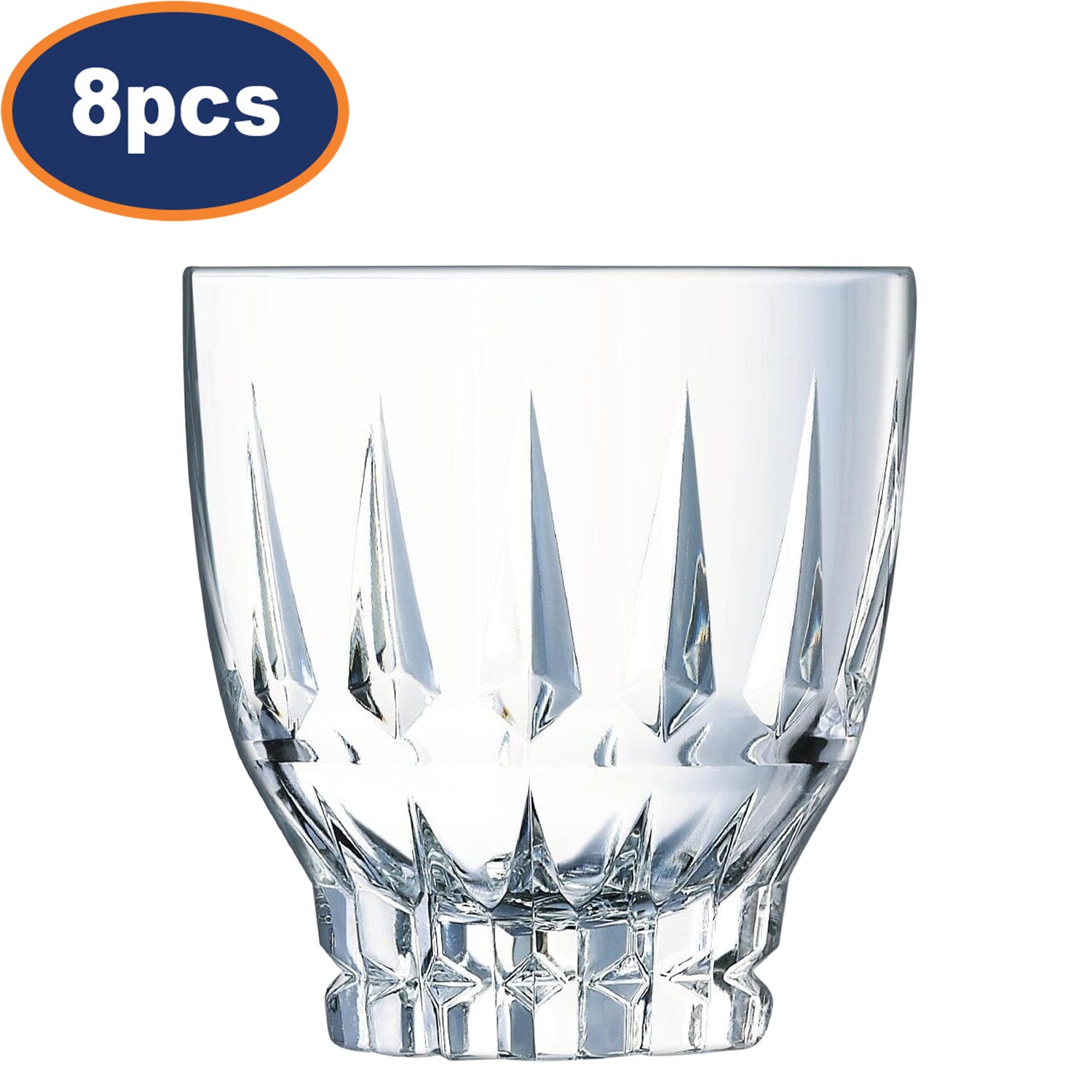 8Pcs Crystal Style Old Fashioned 320ml Whiskey Glass Set