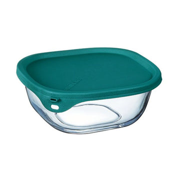 6Pcs Luminarc 2.2L Tempered Glass Teal Clear Food Storage Container with Snap Lid