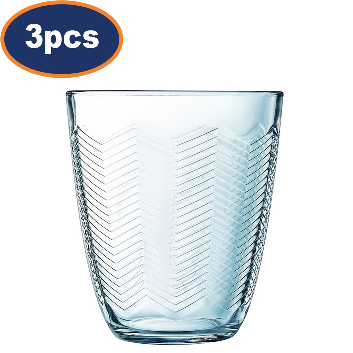 3Pcs Luminarc Chevron 310ml Clear Drinking Glass