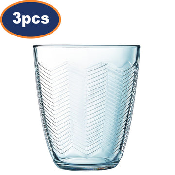 3Pcs Luminarc Chevron 310ml Clear Drinking Glass