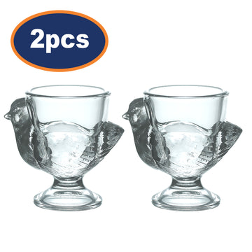 2Pcs Chicken Shaped Glass Egg Holder