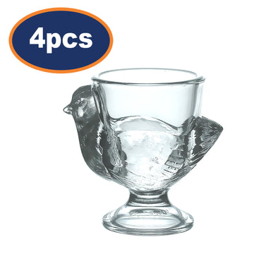 4Pcs Chicken Shaped Glass Egg Holder