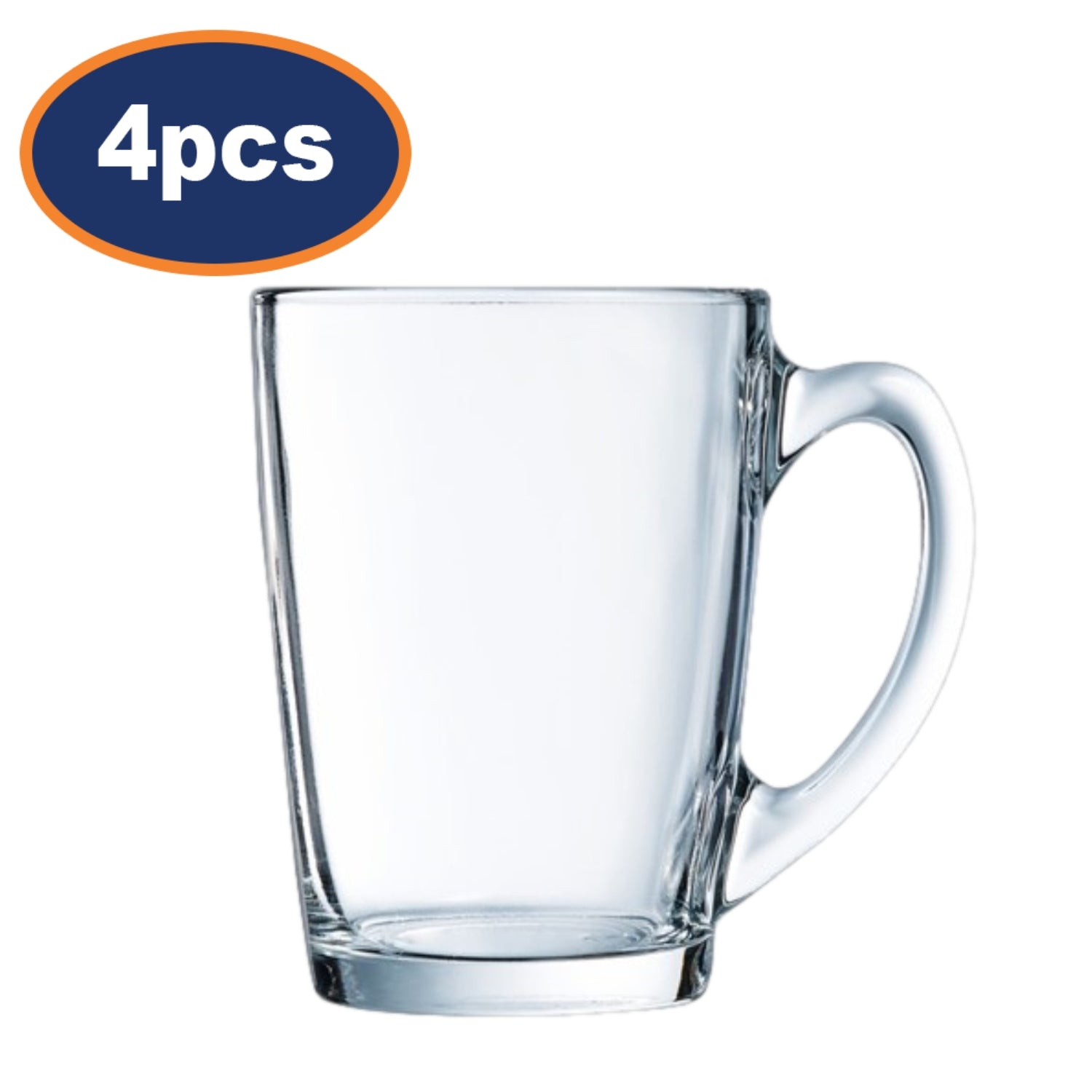 4Pcs 320ml Luminarc Clear Glass Coffee Mug