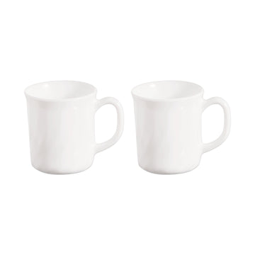 2Pcs Luminarc Trianon White Opal Glass 250ml Mug Set