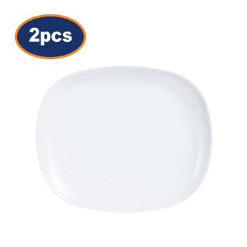 2Pcs Opal Glass White Serving Arcoroc Evolutions Stackable Rectangular Dinner Plate