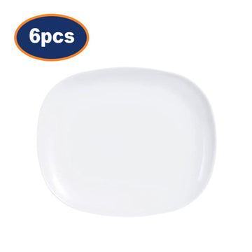 6Pcs Opal Glass White Serving Arcoroc Evolutions Stackable Rectangular Dinner Plate