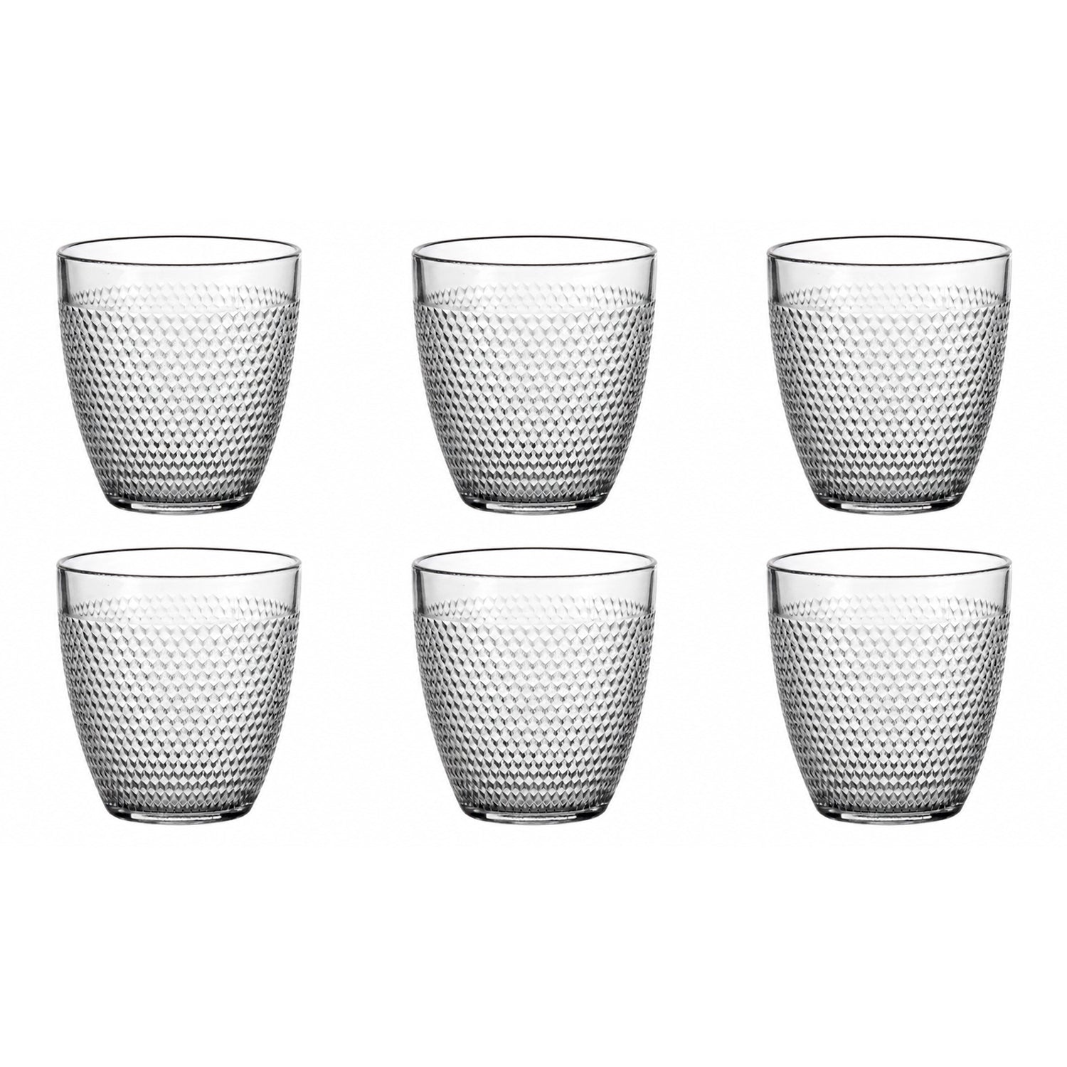 6Pcs 250ml Low Diamond Pattern Tumbler Whisky Glass