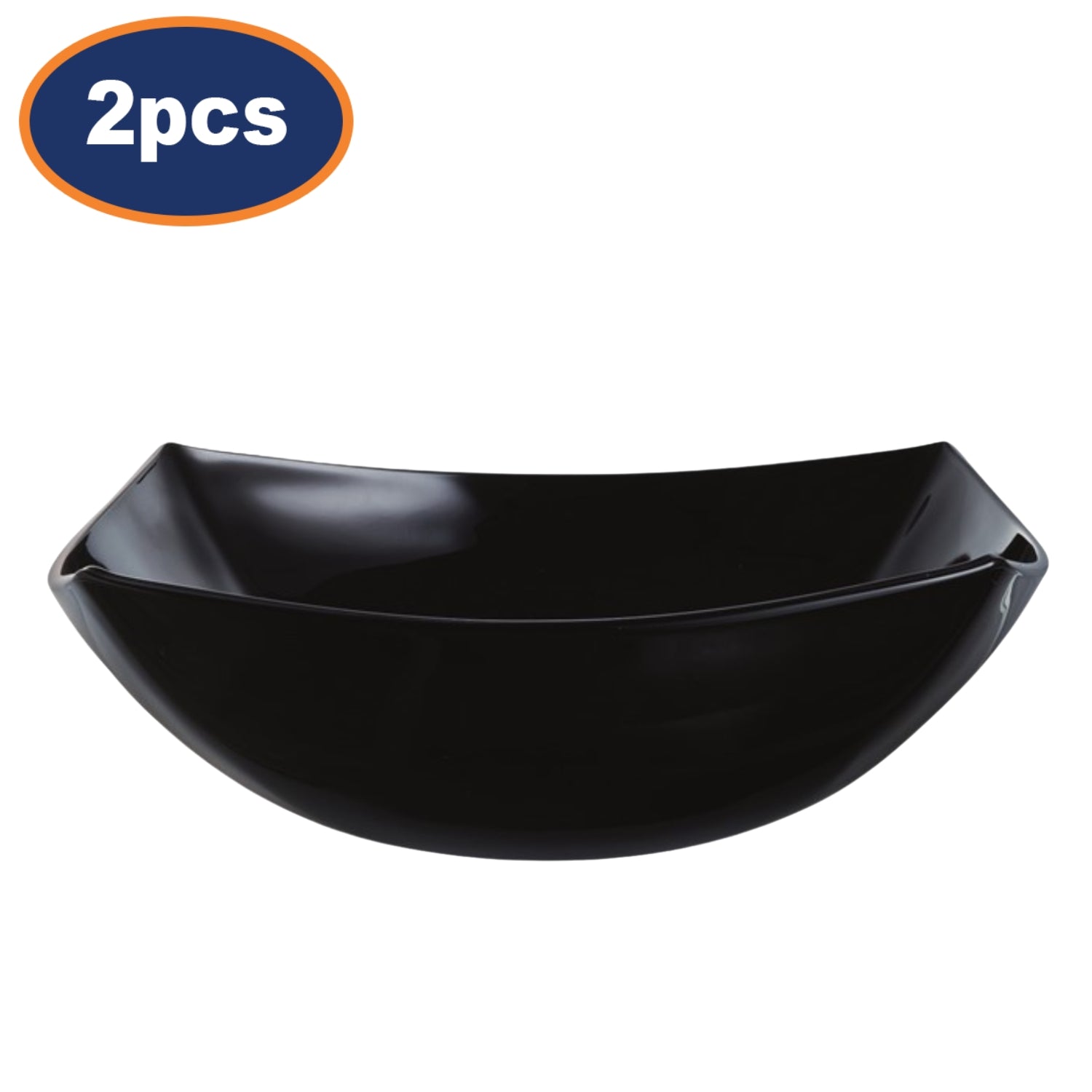 2Pcs Arc 24cm Opal Glass Black Delice Blanc Square Deep Salad Bowls