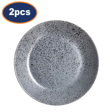 2Pcs Luminarc 19cm Black Grey Glass Flecked Finish Dessert Plates