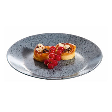 Luminarc 19cm Black Grey Glass Flecked Finish Dessert Plate