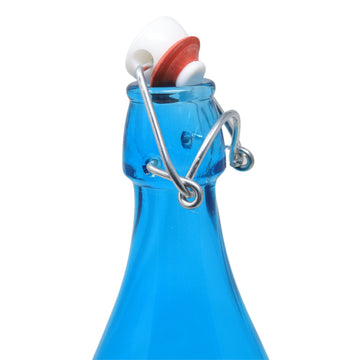 1L Blue Glass Water Bottle With Airtight Clip-Top Cap