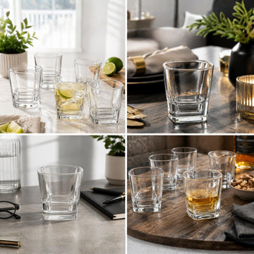 6Pcs 250ml Square Shot Whisky Glasses Set