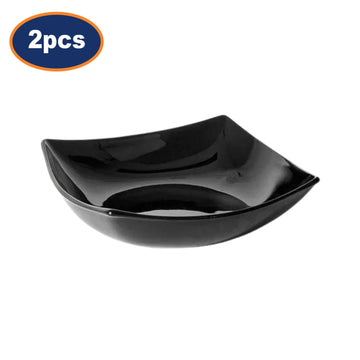 2Pcs Luminarc 20cm Quadrato Black Tempered Glass Soup Plate