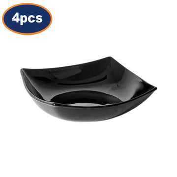 4Pcs Luminarc 20cm Quadrato Black Tempered Glass Soup Plate